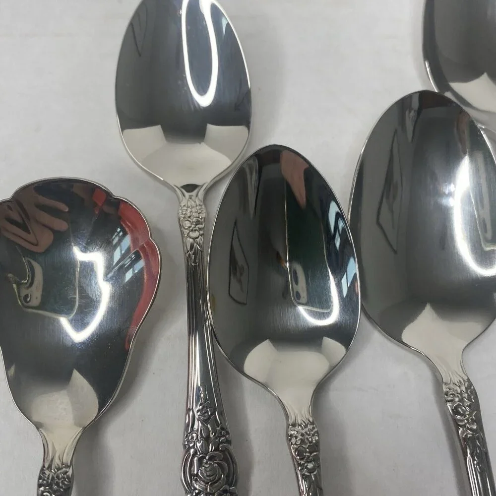 Oneida LOUISIANA 18/8 Stainless Steel Flatware Serving Spoon Fork Knife Lot 7